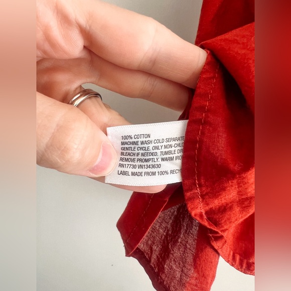 a new day - Ruffle Sleeve Keyhole Button Blouse - Burnt Orange - Size S - Picture 4 of 4